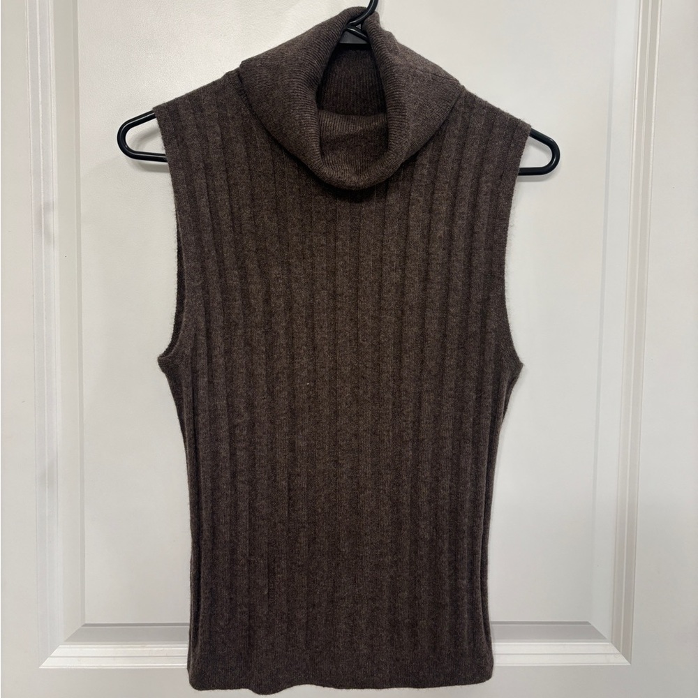 Reformation Rowyn Cashmere & Wool Sleeveless Rib Turtleneck Sweater